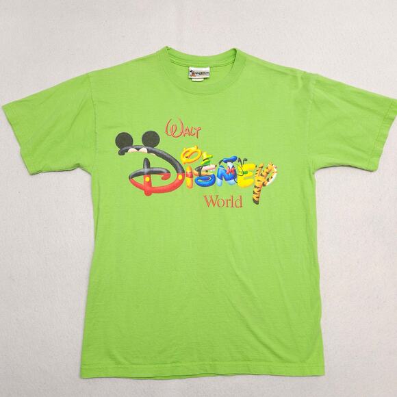 Disney World Casual Short Sleeve Graphic Crew Neck Shirt Mens Size Small S Green - Picture 2 of 9
